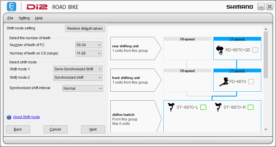 Shift settings page