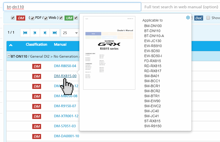 Hover over search results